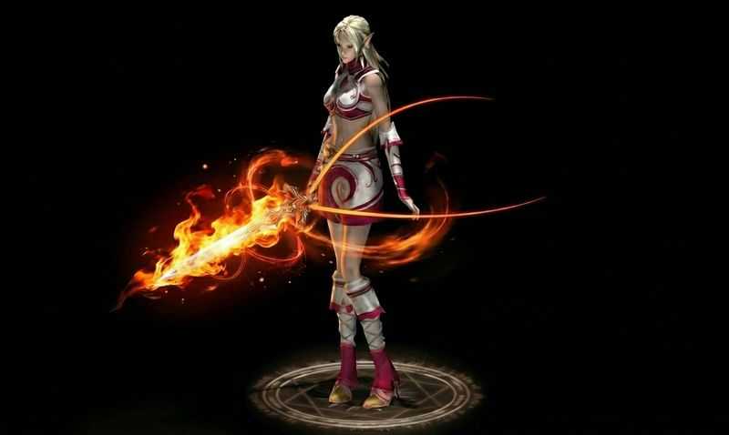 검을 들고 서 있는 여자 요정